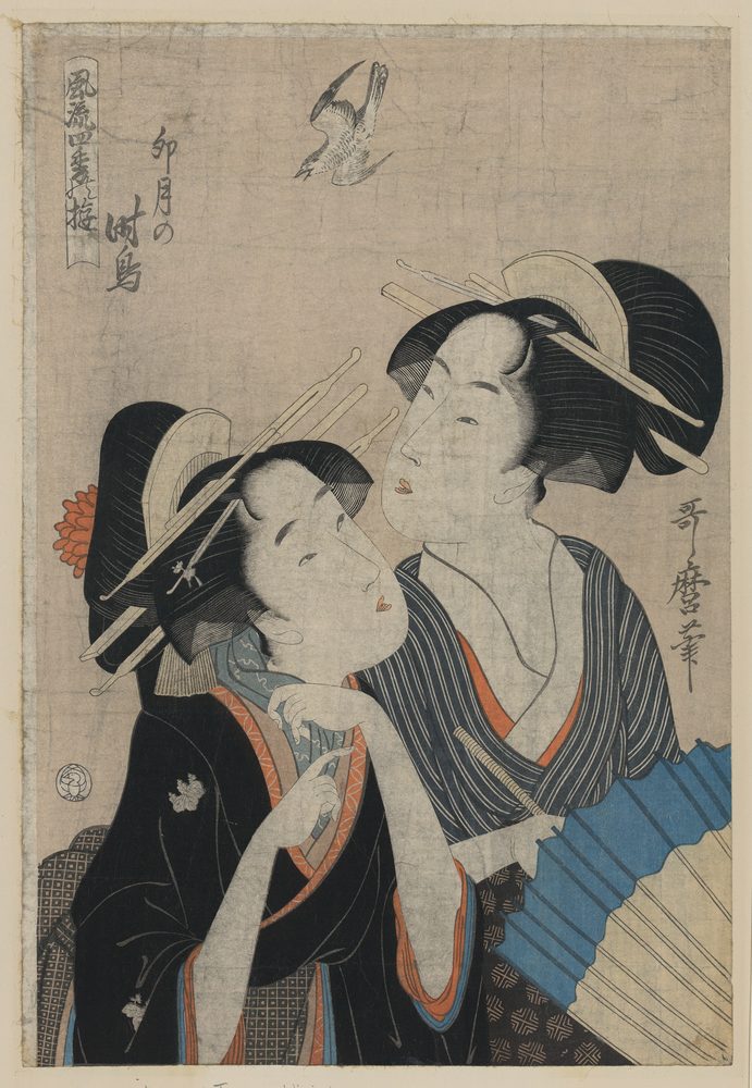 江戸期の浮世絵「卯月のホトトギス」――卯月（旧暦4月、現在の5月頃）に渡来する鳥として古来描かれてきた