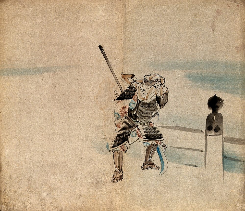 日本の武士の水彩画