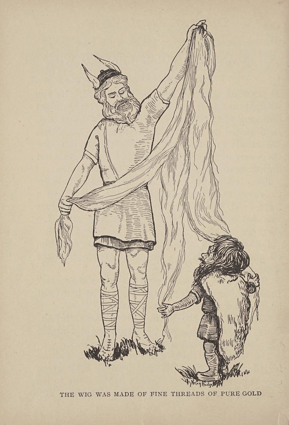 ロキ｜小人ドヴァリンから黄金の髪を受け取るトリックスター