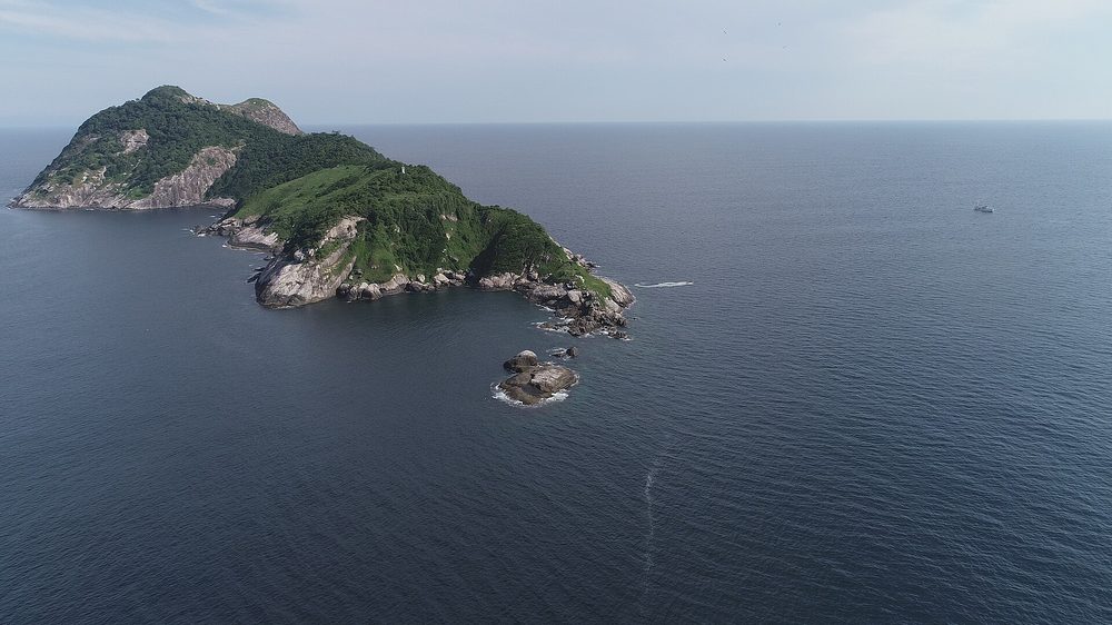 ブラジル沖のケイママーダ・グランデ島（スネーク島）の全景