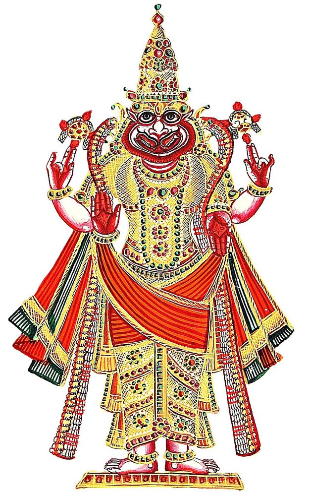 ナラシンハ——人獅子の姿をしたヴィシュヌ第4の化身（19世紀民族画）