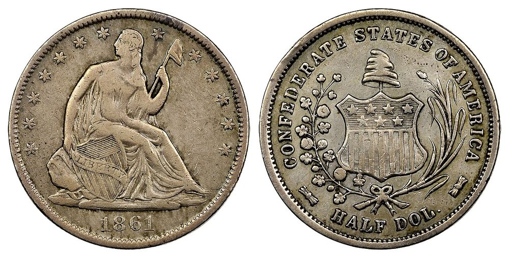 南軍（アメリカ連合国）発行のハーフドル銀貨（1861年）