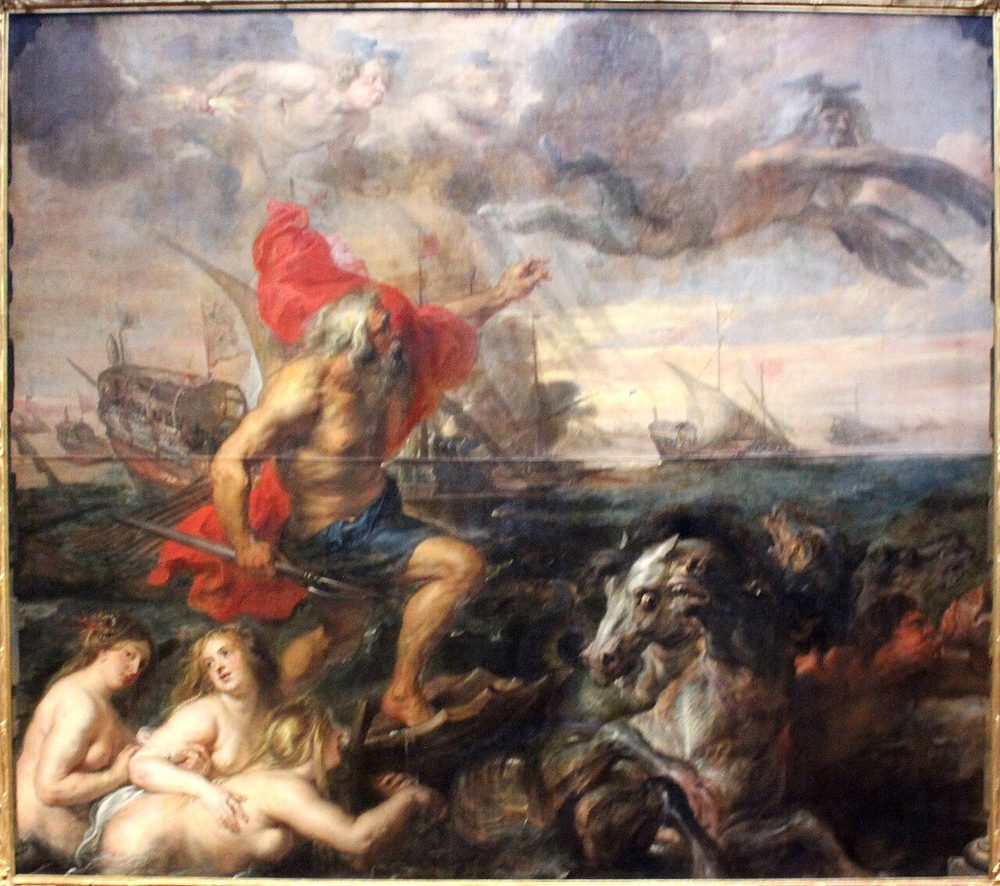 ネプチューン（ポセイドン）——ルーベンスによる「波を鎮めるネプチューン」。三叉戟を持つ姿。