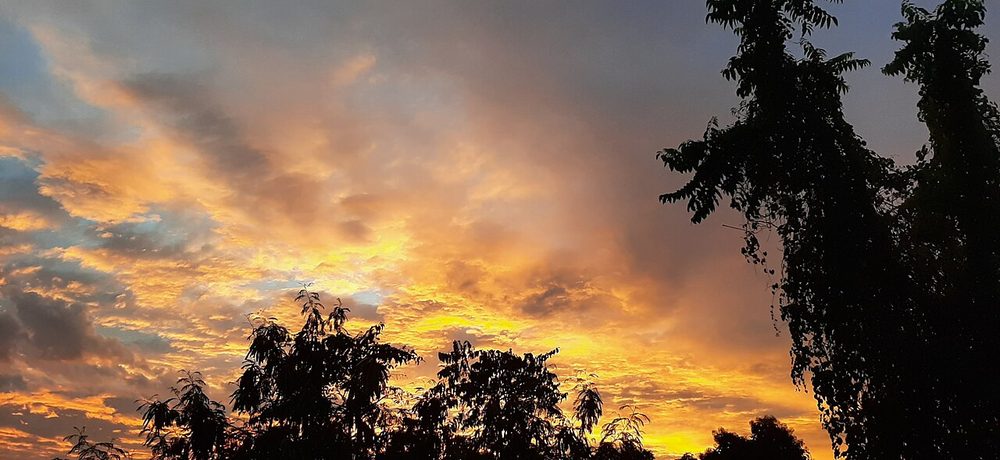 茜色に染まる夕暮れの空