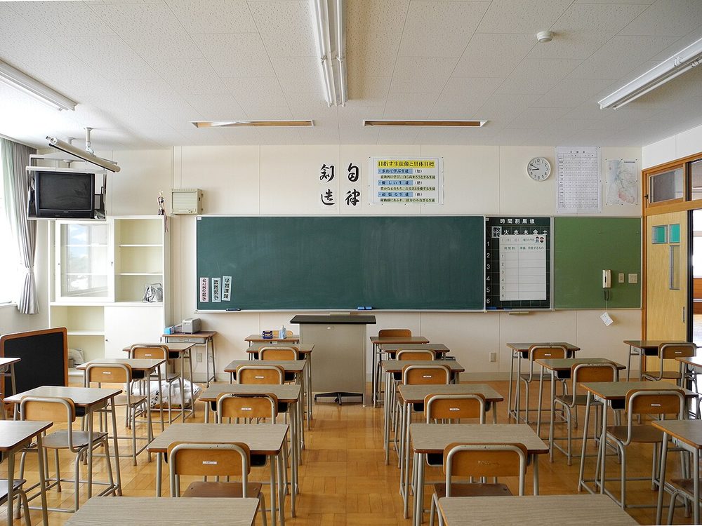 黒板のある教室 語呂合わせで歴史年号を覚える学習のイメージ