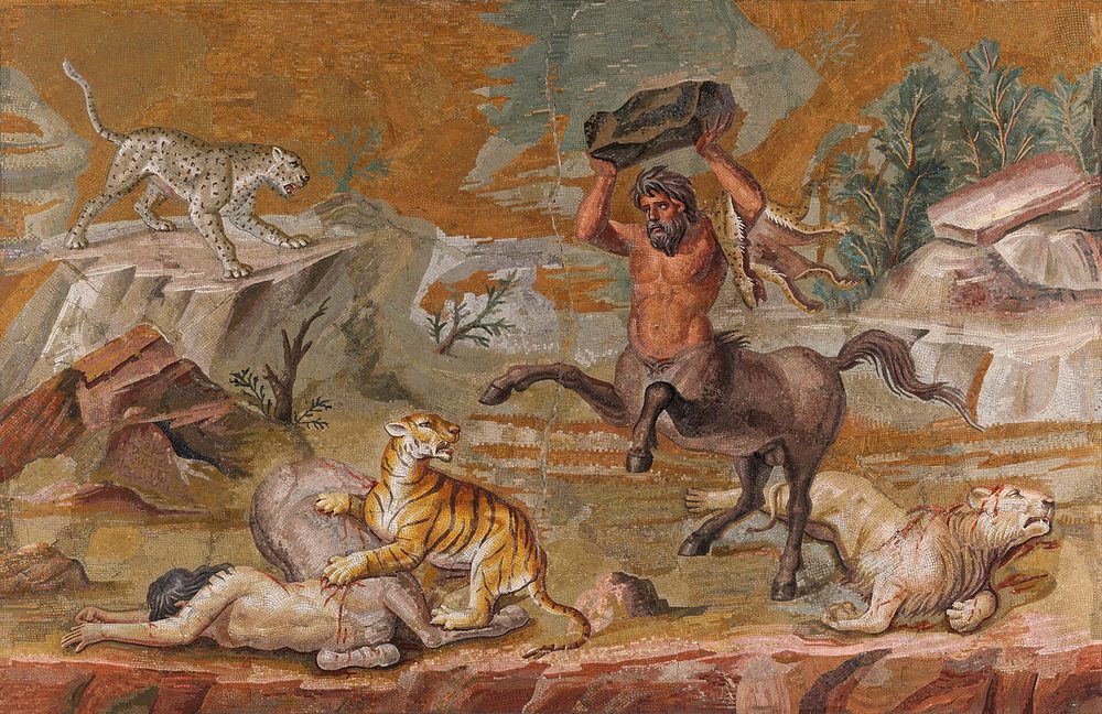 古代ローマのモザイク画。ラテン語の単語は創作のネーミングに人気