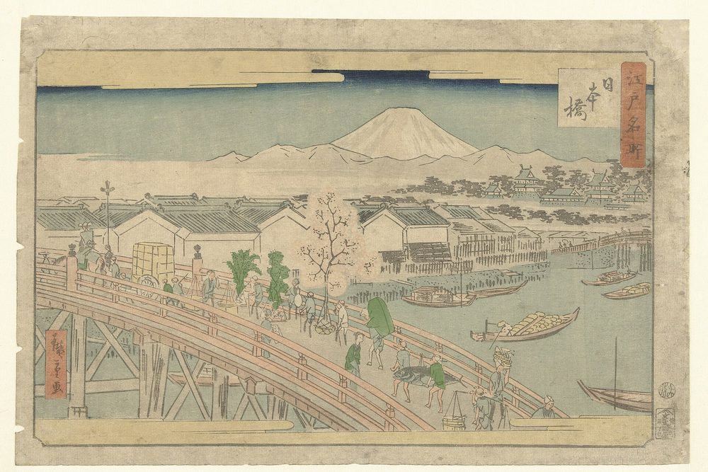 江戸の町並みを描いた浮世絵風のイメージ
