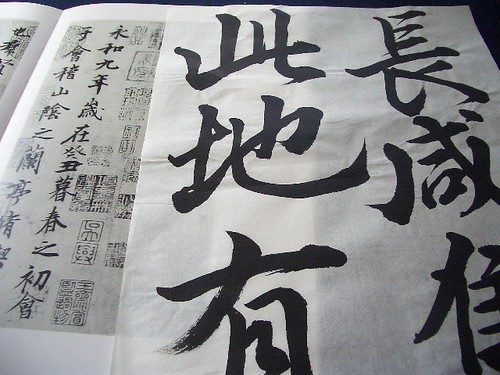力強い楷書で書かれた漢字